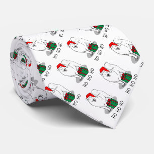 Christmas Santa Claus Hat Samoyed Dog Funny Tie
