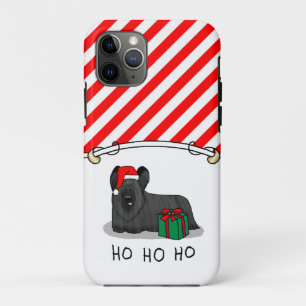 Christmas Santa Claus Hat Skye Terrier (black) iPhone 11 Pro Case