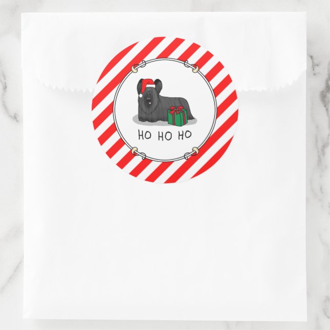 Christmas Santa Claus Hat Skye Terrier (black) Classic Round Sticker (Bag)