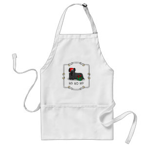 Christmas Santa Claus Hat Skye Terrier (black) Standard Apron