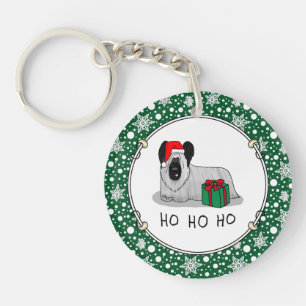 Christmas Santa Claus Hat Skye Terrier (silver) Keychain