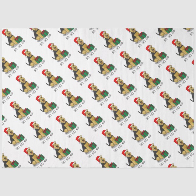 Christmas Santa Claus Hat Welsh Terrier Dog Cute Tissue Paper (Front)