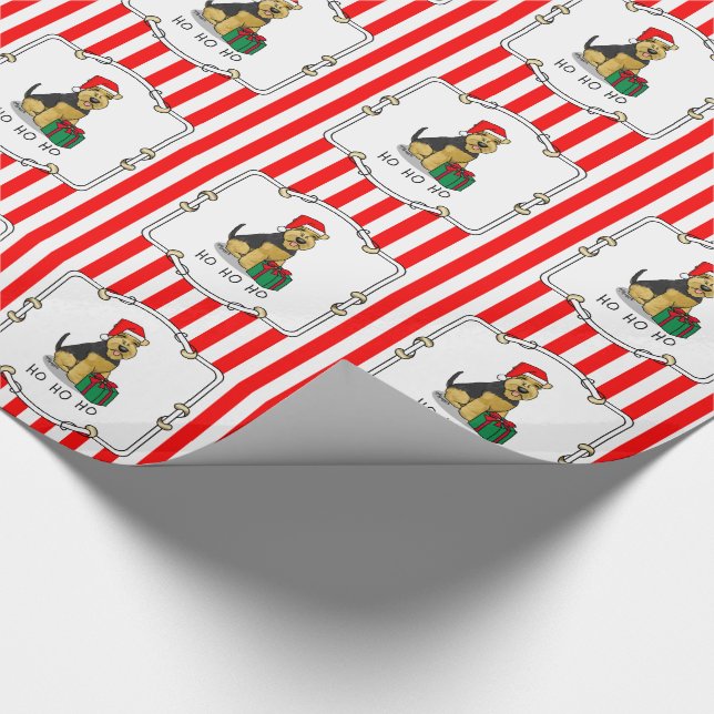 Christmas Santa Claus Hat Welsh Terrier Dog Cute Wrapping Paper (Corner)