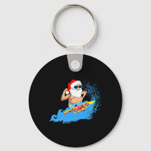Christmas Santa Claus Hawaiian Surfing Summer Surf Keychain