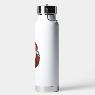 Christmas Santa Claus Holding Beer Glass Water Bottle