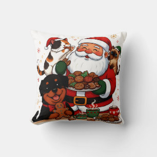 christmas, santa claus, holiday cookies, calico ca throw pillow