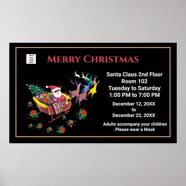  Christmas Santa Claus Holiday Hours Personalize Poster (Front)