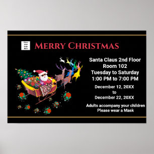 Christmas Santa Claus Holiday Hours Personalize Poster