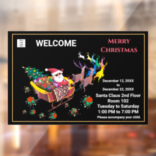 Christmas Santa Claus Hours Business Personalize Window Cling