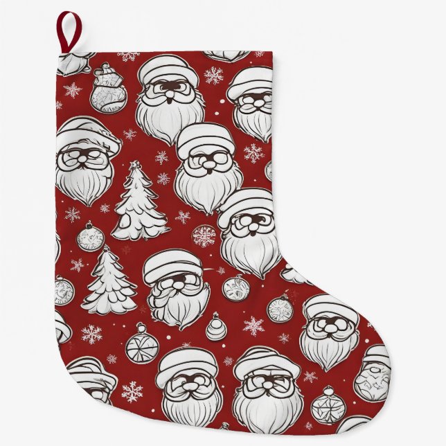 Christmas Santa Claus Large Christmas Stocking (Front)