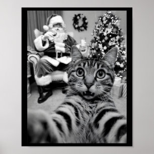 Christmas Santa Claus Merry X-mas Funny Cat Selfie Poster