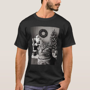 Christmas Santa Claus Merry X Mas Funny Cat Selfie T-Shirt