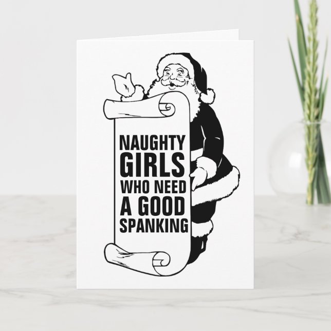 CHRISTMAS SANTA CLAUS NAUGHTY GIRL Greeting Card (Front)