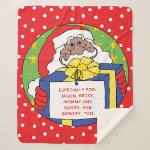 Christmas Santa Claus of Colour Medium Sherpa Blanket