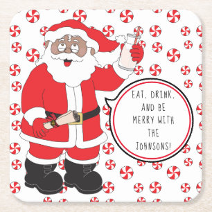 Christmas Santa Claus of Colour Toast Square Paper Coaster