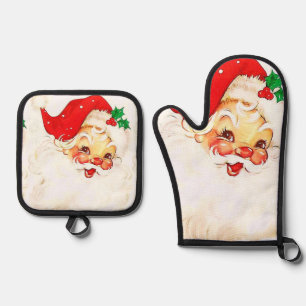 Christmas Santa Claus Oven Mitt & Pot Holders Oven Mitt & Pot Holder Set