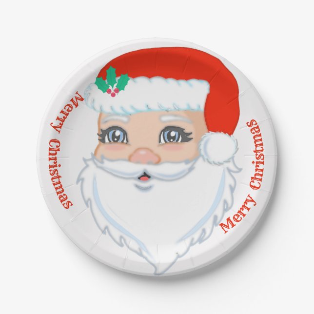 Christmas Santa Claus Paper Plate (Front)