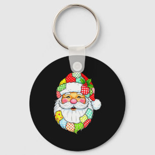 Christmas Santa Claus Patchwork Vintage Men Women Keychain