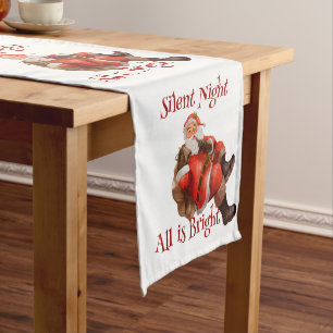 Christmas Santa Claus Pattern Silent Night Short Table Runner