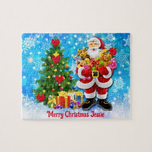Christmas Santa Claus Personalize Child's Name Jigsaw Puzzle