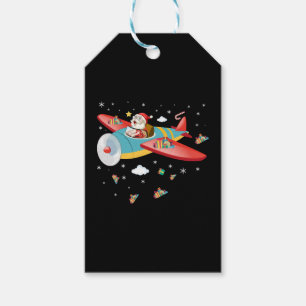 Christmas Santa Claus Pilot Flying Airplane Boys G Gift Tags