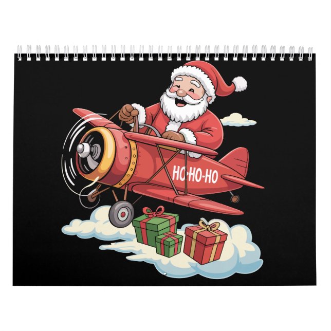 Christmas Santa Claus Pilot Flying Airplane Gift Calendar (Cover)