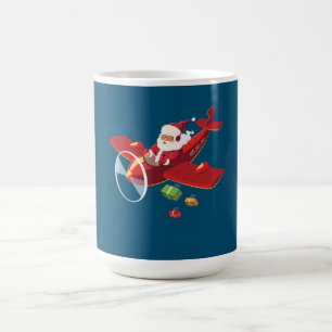 Christmas Santa Claus Pilot Flying Airplane Gift Coffee Mug
