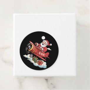 Christmas Santa Claus Pilot Flying Airplane Gift Favour Tags