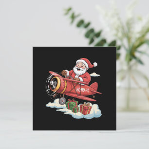 Christmas Santa Claus Pilot Flying Airplane Gift Invitation