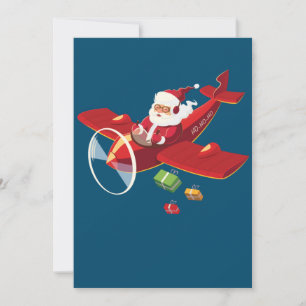Christmas Santa Claus Pilot Flying Airplane Gift Invitation