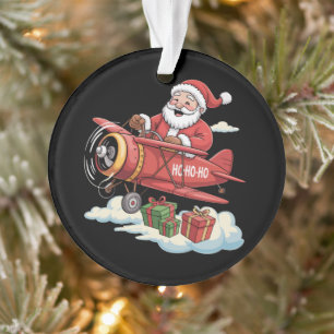 Christmas Santa Claus Pilot Flying Airplane Gift Ornament