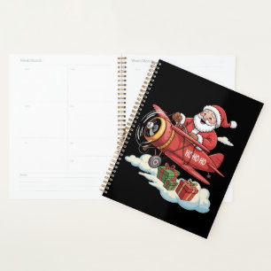 Christmas Santa Claus Pilot Flying Airplane Gift Planner