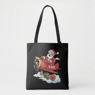 Christmas Santa Claus Pilot Flying Airplane Gift Tote Bag