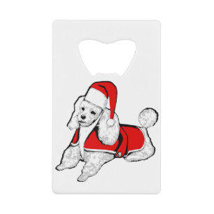christmas santa claus poodle credit card bottle opener