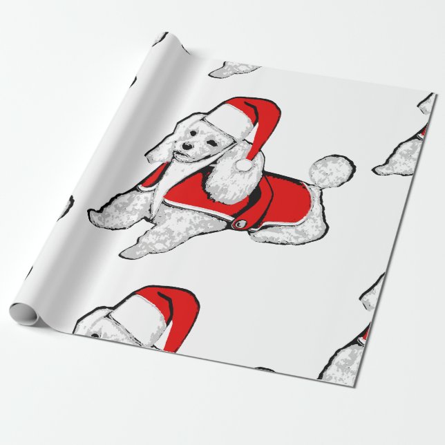 christmas santa claus poodle wrapping paper (Unrolled)