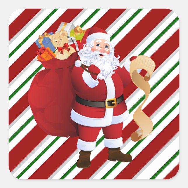 Christmas Santa Claus Red and White Envelope Seals (Front)