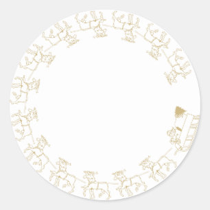 Christmas Santa Claus reindeer gold border blank Classic Round Sticker
