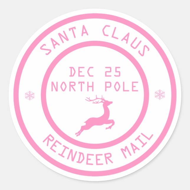 Christmas Santa Claus Reindeer Mail Sticker (Front)