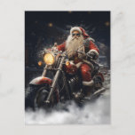 Christmas Santa Claus riding a motorcycle Postcard<br><div class="desc">santa claus christmas motorcycle, 
engine retro vintage chopper, 
motorbike wheel custom snow, 
old smile merry cute , 
man happy red beard , 
celebration illustration winter holiday , 
motorcycle santa claus christmas , </div>