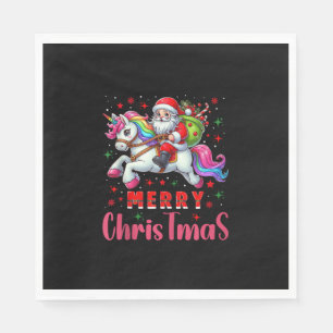 Christmas Santa Claus Riding a Unicorn Tank Top Napkin