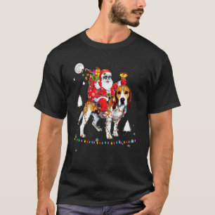 Christmas Santa Claus Riding Beagles Lights Xmas H T-Shirt