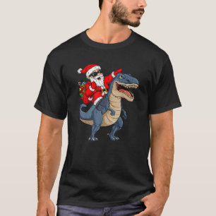 Christmas Santa Claus Riding Dinosaur T Rex Xmas T-Shirt