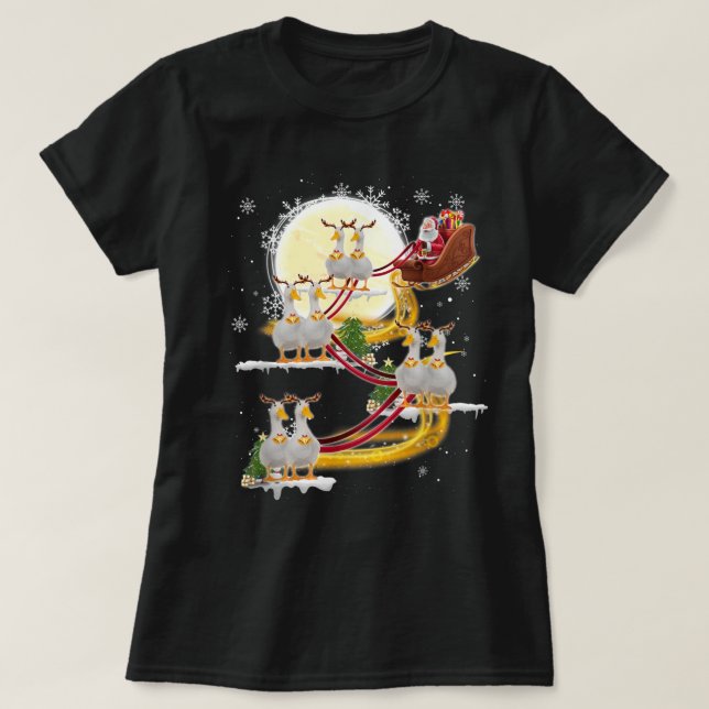 Christmas Santa Claus Riding Duck Funny Duck Xmas  T-Shirt (Design Front)