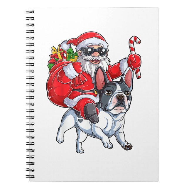 Christmas Santa Claus Riding French Bulldog Xmas B Notebook (Front)