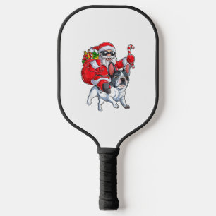 Christmas Santa Claus Riding French Bulldog Xmas B Pickleball Paddle