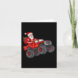Christmas Santa Claus Riding In Monster Truck Boys Card