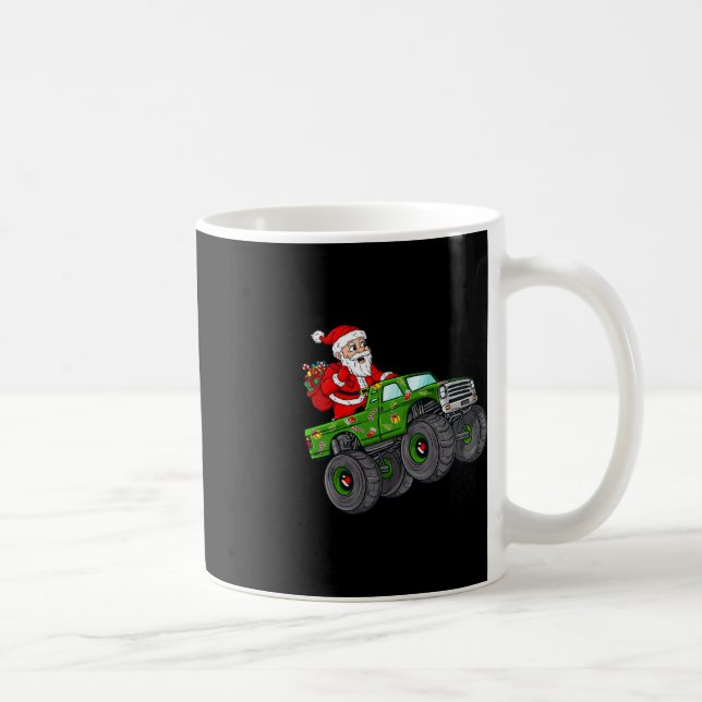 Christmas Santa Claus Riding In Monster Truck Boys Coffee Mug (Right)