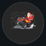 Christmas Santa Claus Riding In Truck Boys Classic Round Sticker<br><div class="desc">Christmas Santa Claus Riding In Monster Truck will be a funny family matching gag idea for yourself,  mom,  dad,  aunt,  uncle and grandparents. A cool Xmas surprise that everyone will love wearing with their pj's during the holiday season.</div>