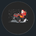 Christmas Santa Claus Riding In Truck Boys Classic Round Sticker<br><div class="desc">Christmas Santa Claus Riding In Monster Truck will be a funny family matching gag idea for yourself,  mom,  dad,  aunt,  uncle and grandparents. A cool Xmas surprise that everyone will love wearing with their pj's during the holiday season.</div>