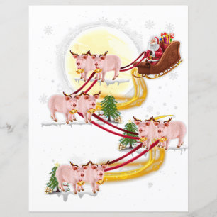 christmas santa claus riding pig  kids boys girls 